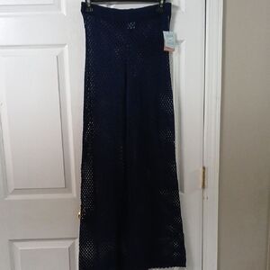 Shade &  Shore Women's Navy Crochet Lounge Beach coverup pants Sz S (4-6) NWT